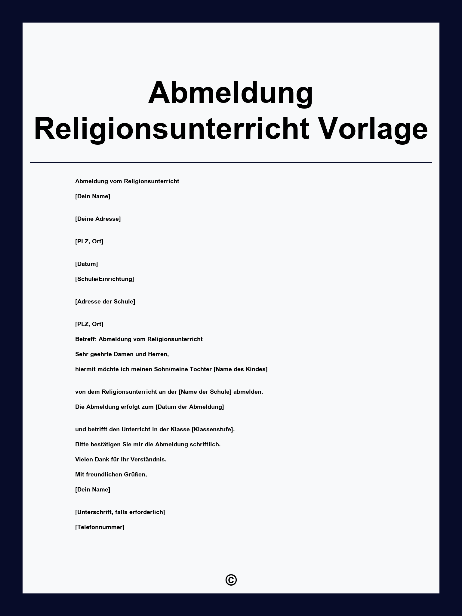 Abmeldung Religionsunterricht Vorlage