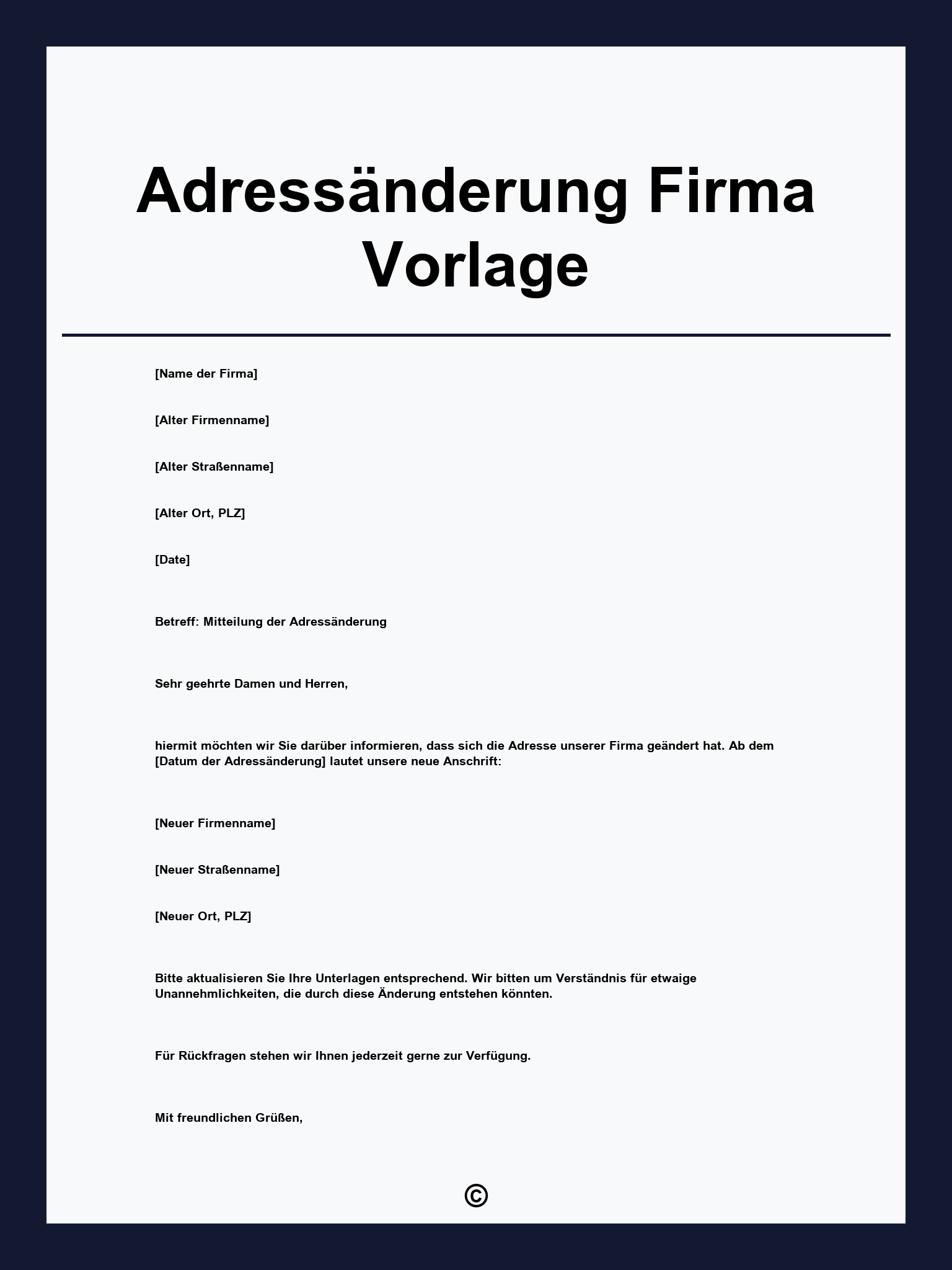 Adressänderung Firma Vorlage