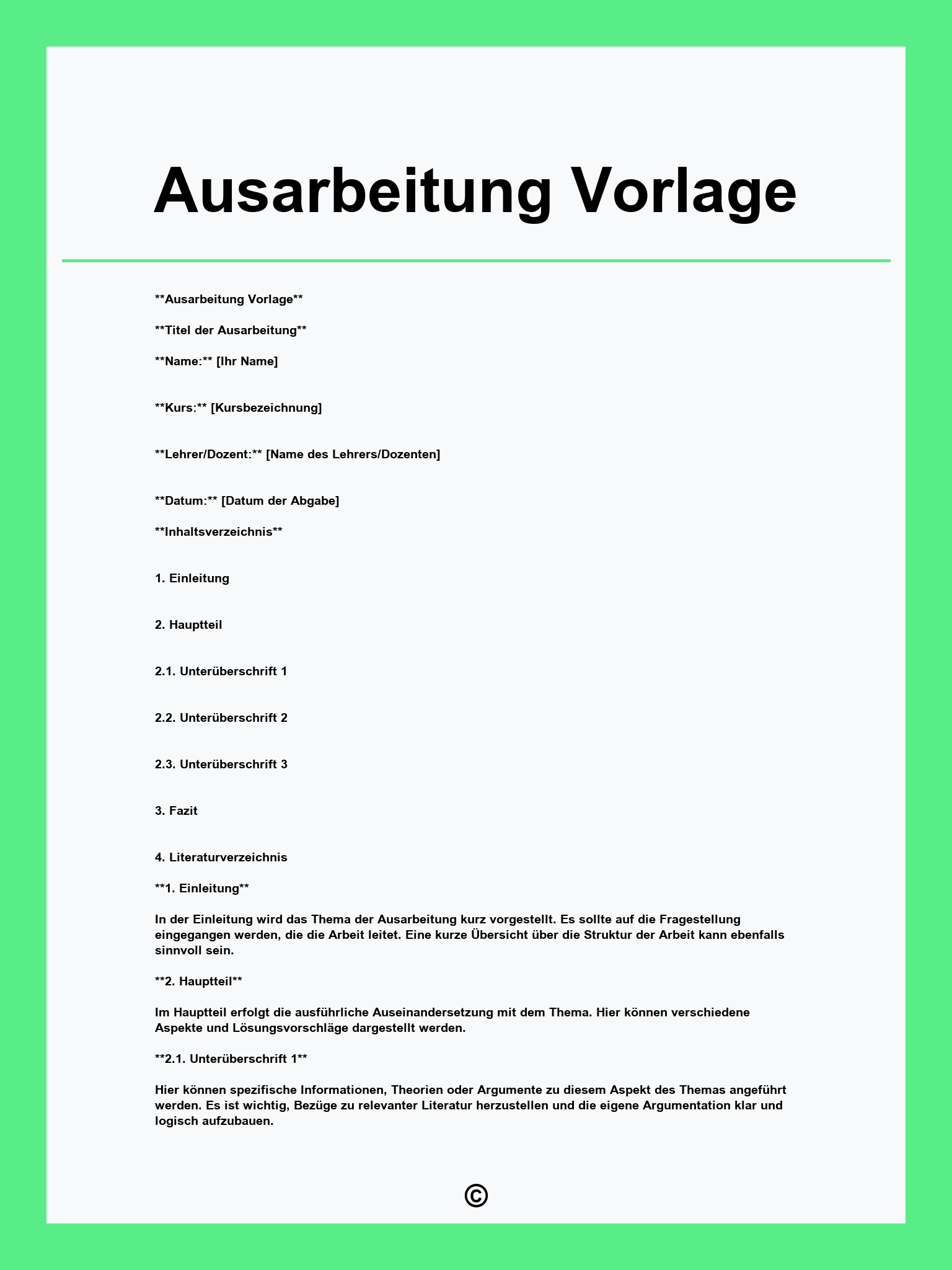 Ausarbeitung Vorlage