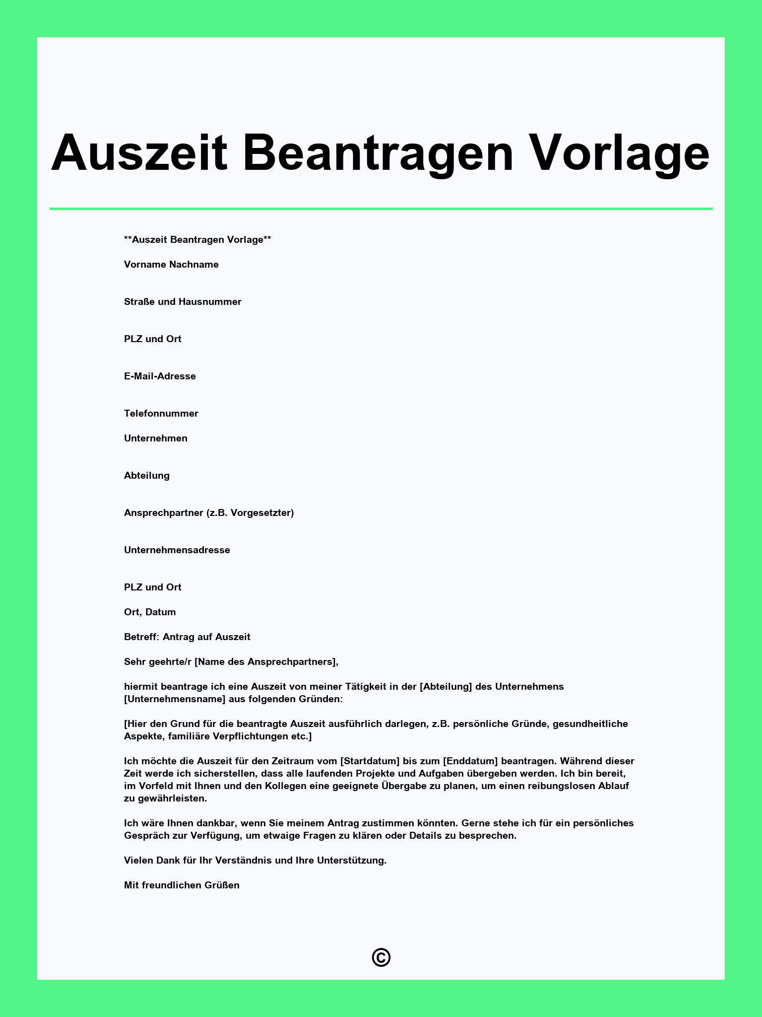 Auszeit Beantragen Vorlage