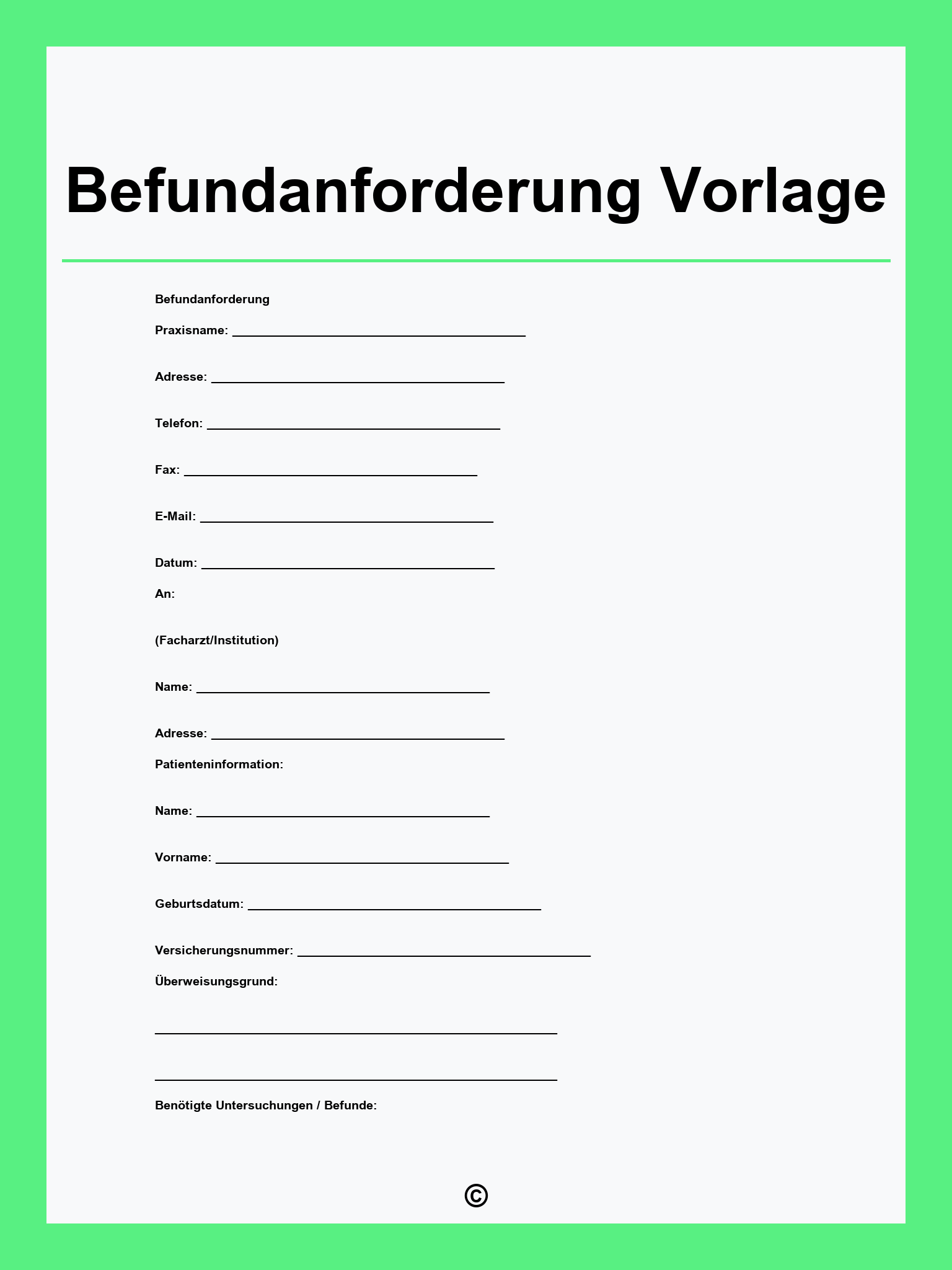 Befundanforderung Vorlage