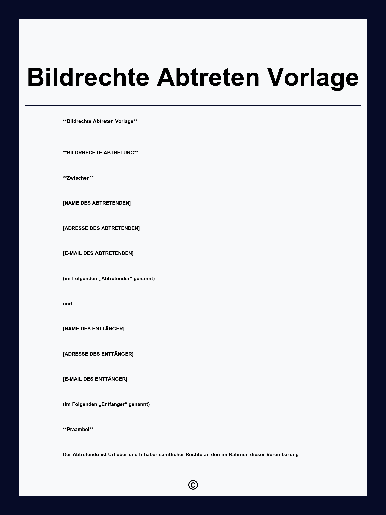 Bildrechte Abtreten Vorlage
