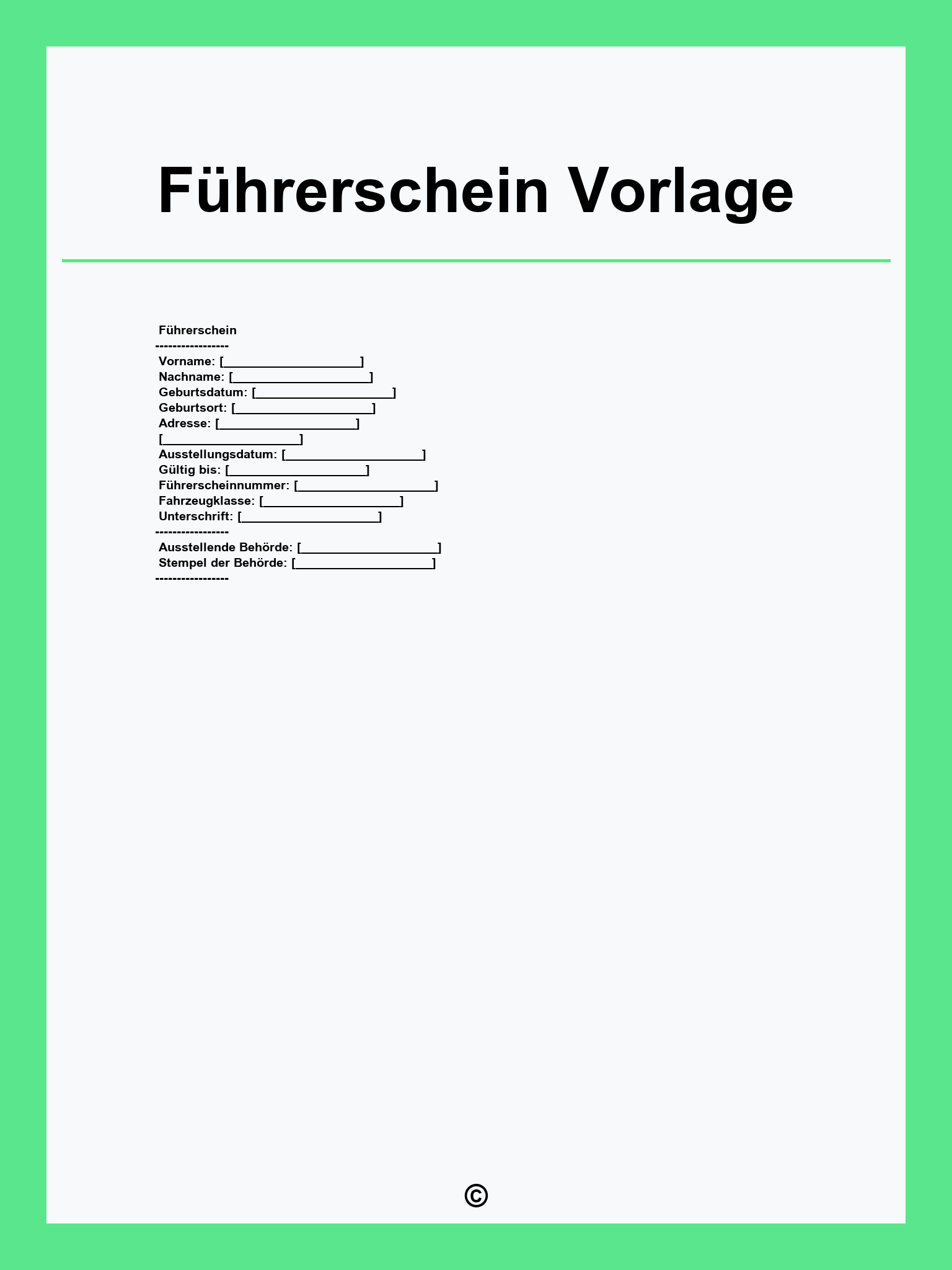 Führerschein Vorlage