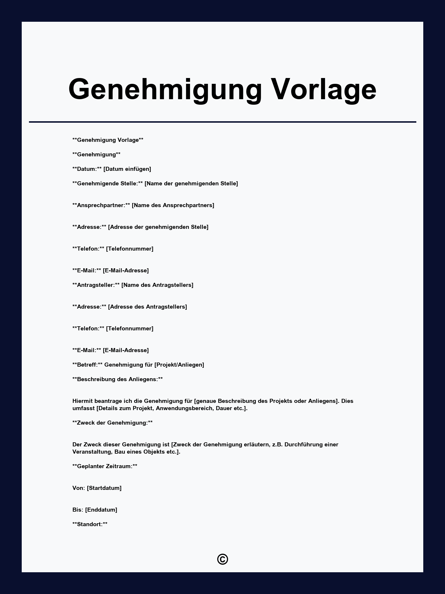 Genehmigung Vorlage