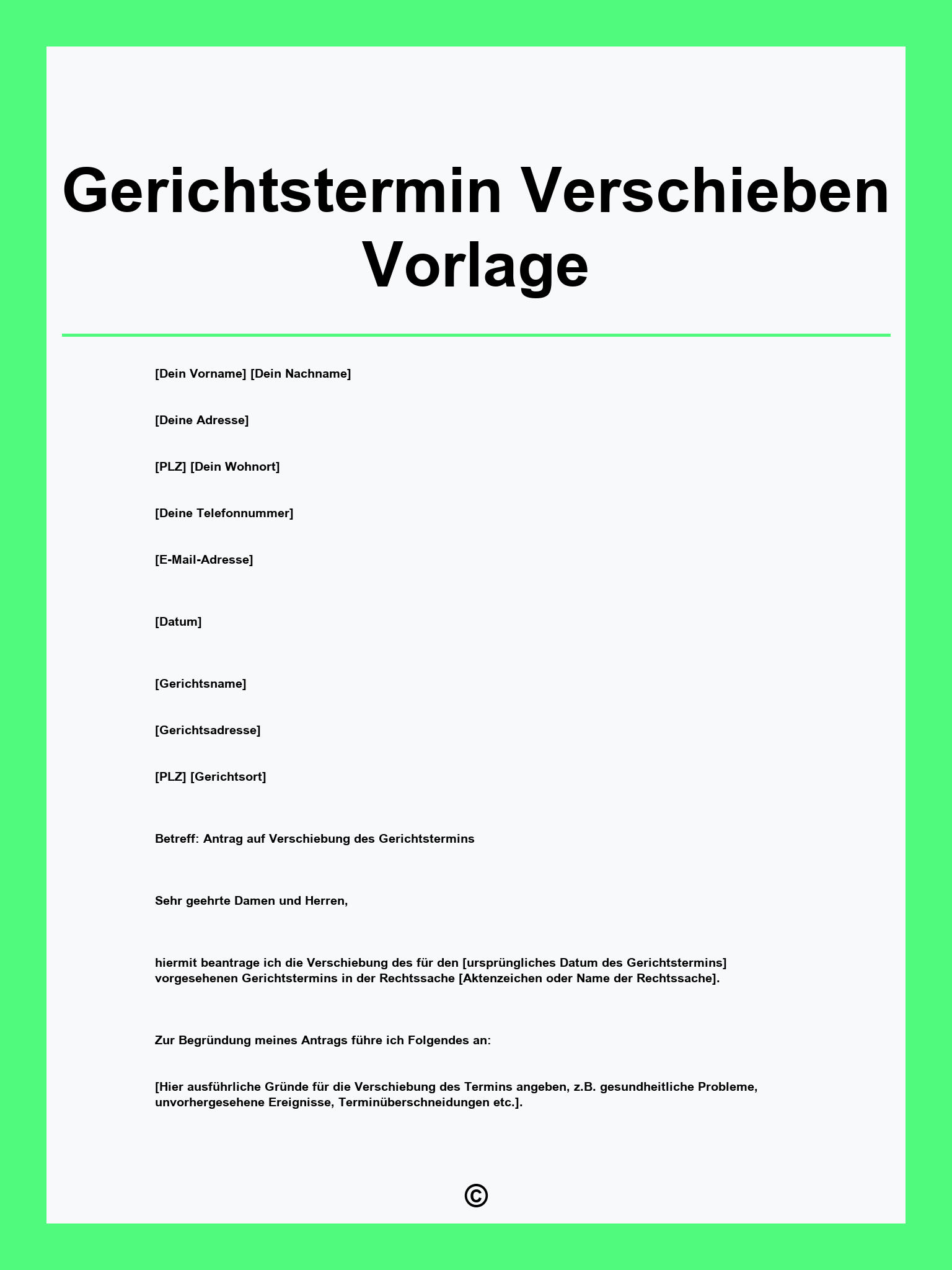 Gerichtstermin Verschieben Vorlage