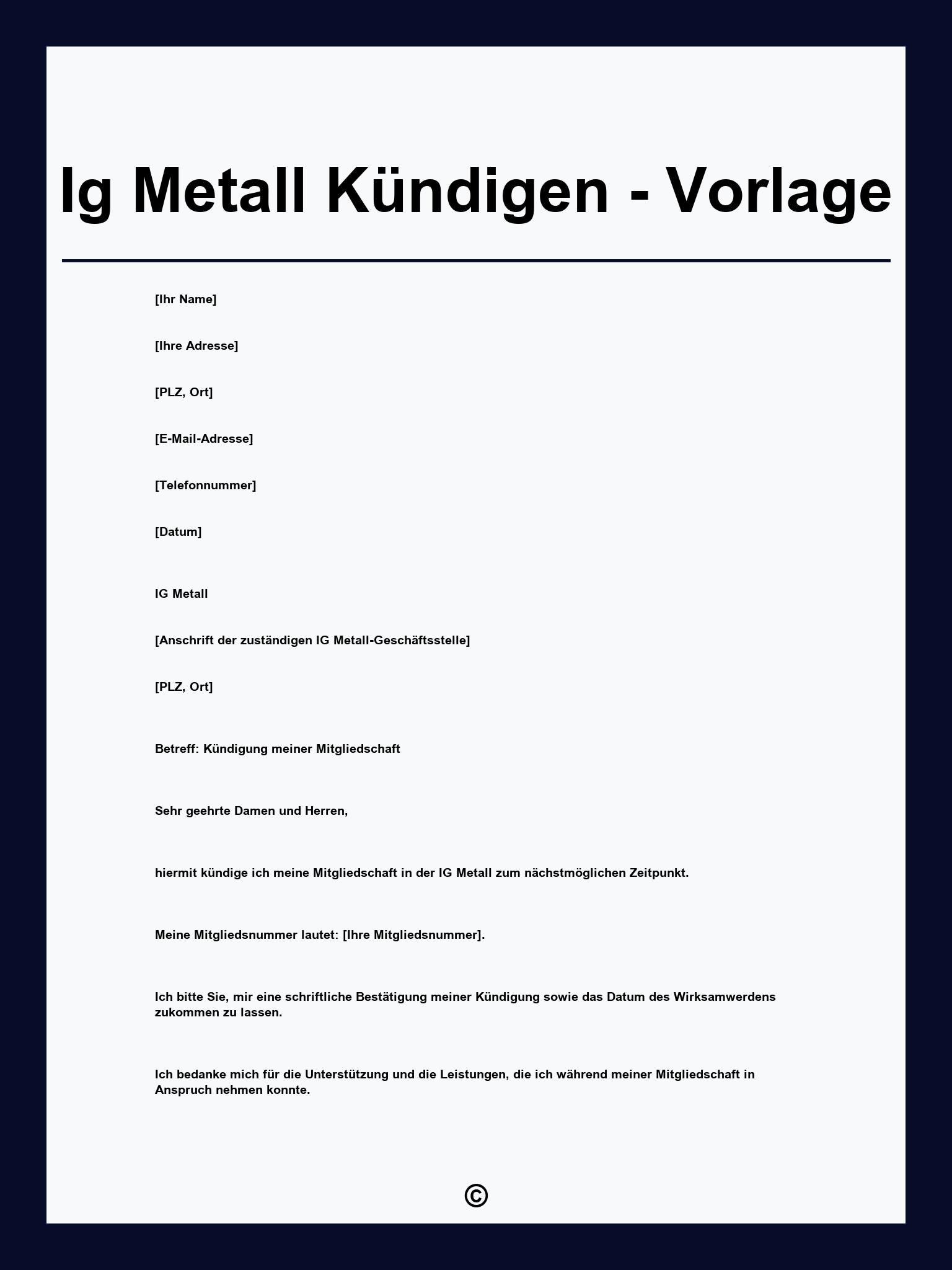 Ig Metall Kündigen - Vorlage