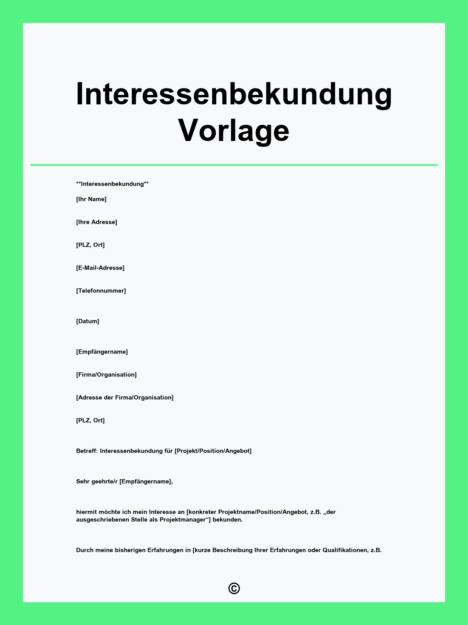 Interessenbekundung Vorlage