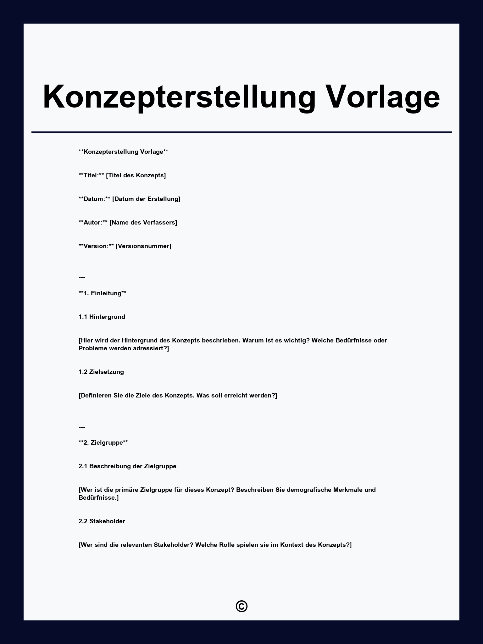 Konzepterstellung Vorlage