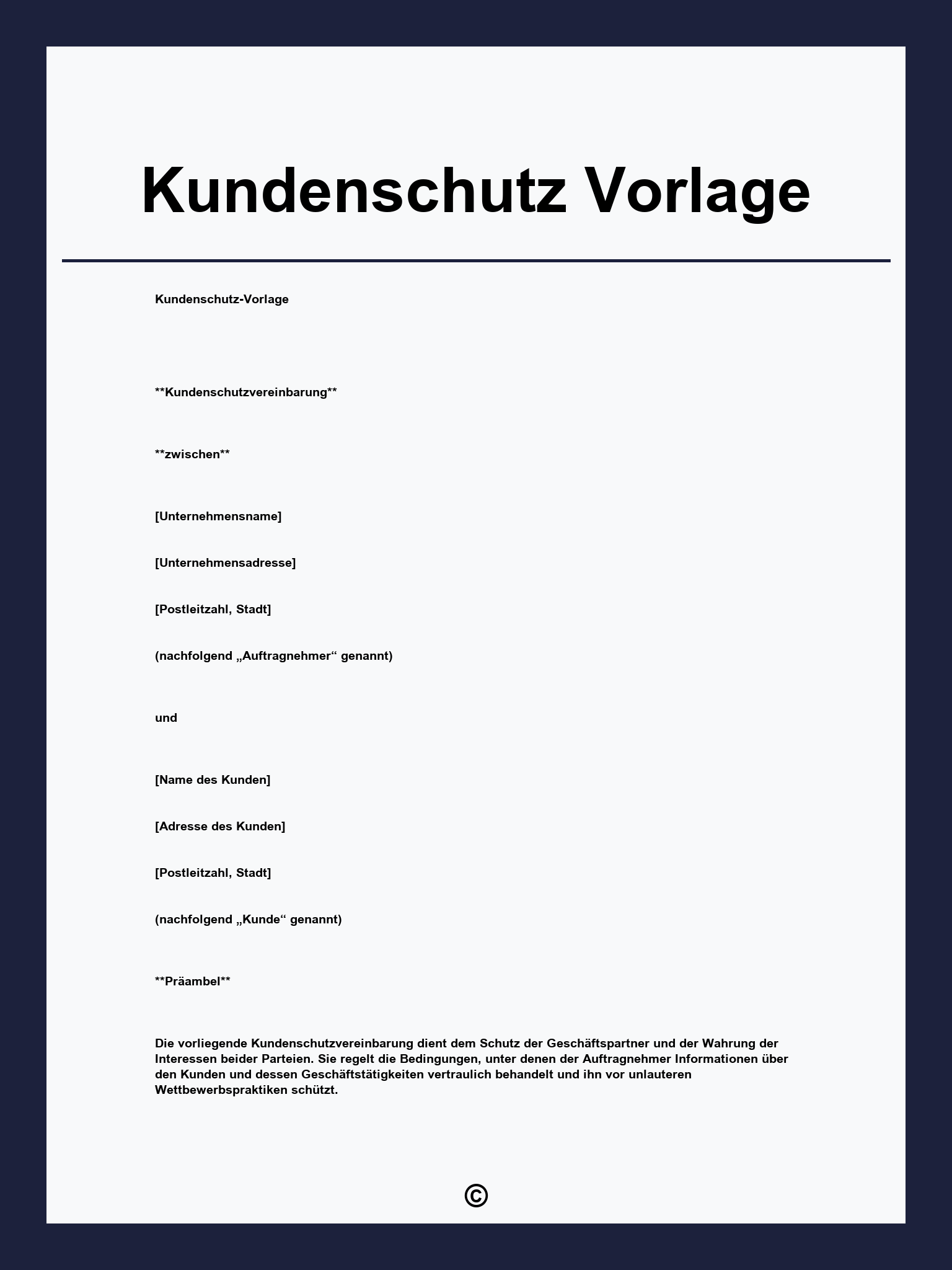 Kundenschutz Vorlage