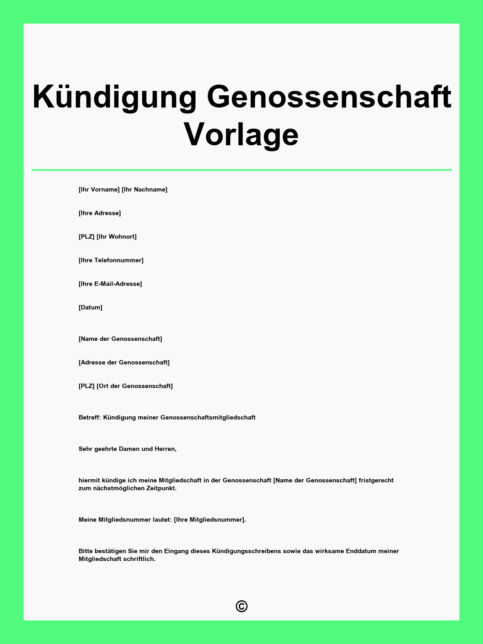 Kündigung Genossenschaft Vorlage