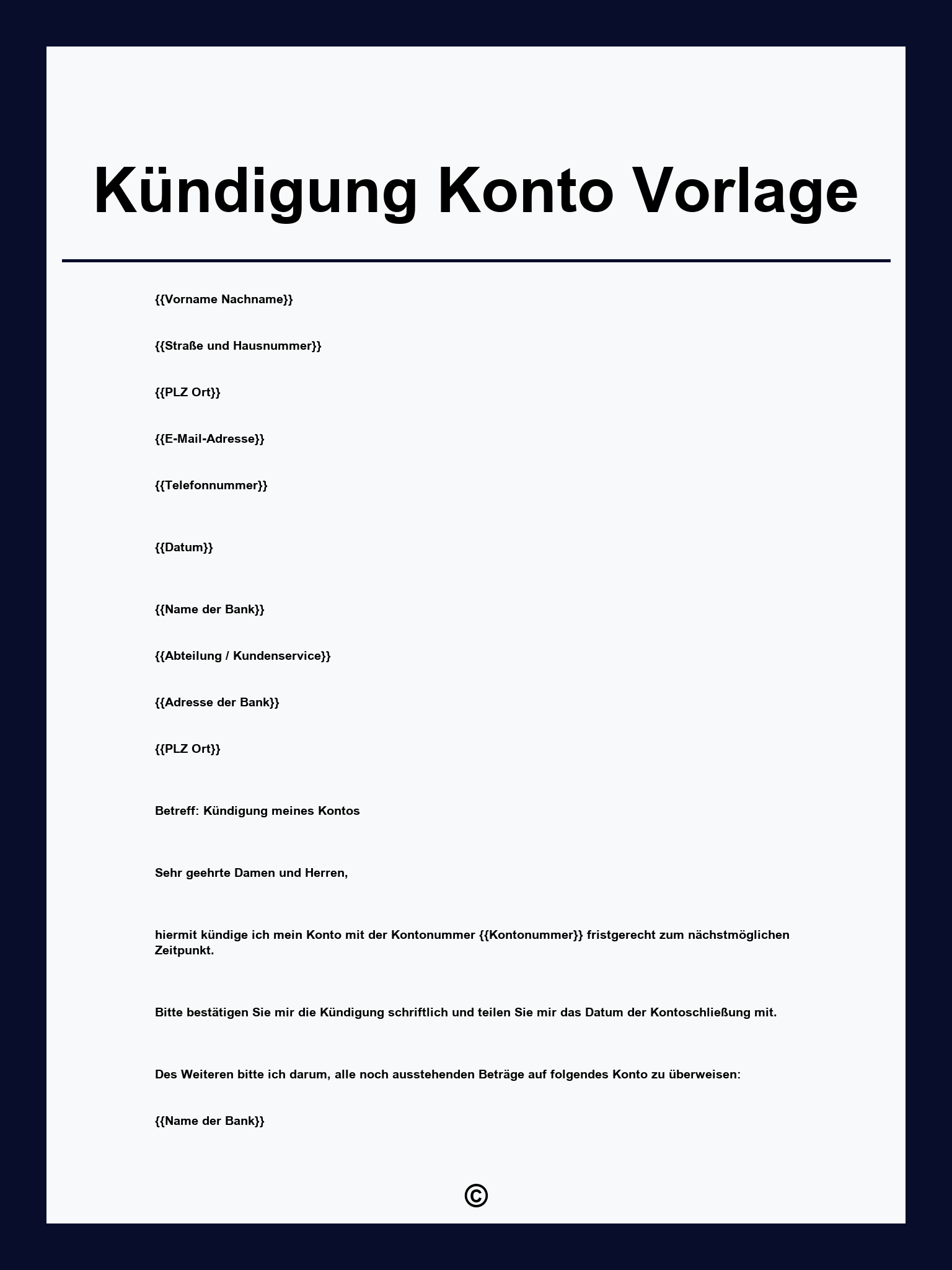Kündigung Konto Vorlage