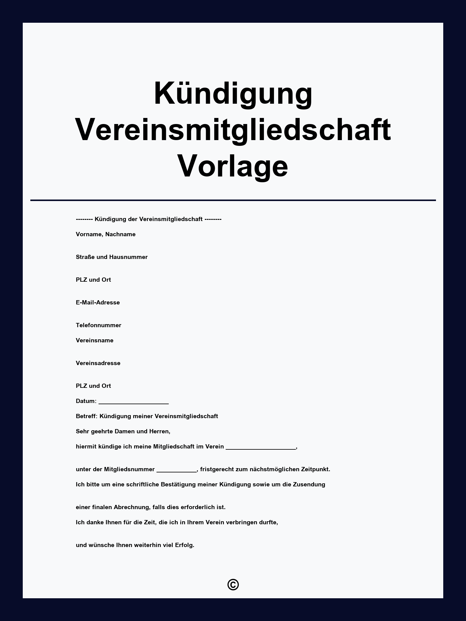 Kündigung Vereinsmitgliedschaft Vorlage