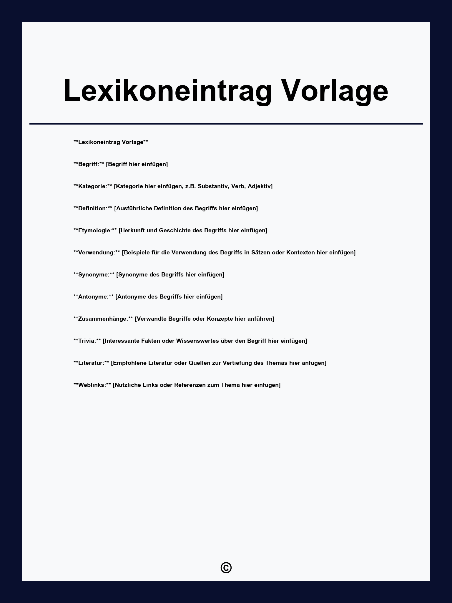 Lexikoneintrag Vorlage