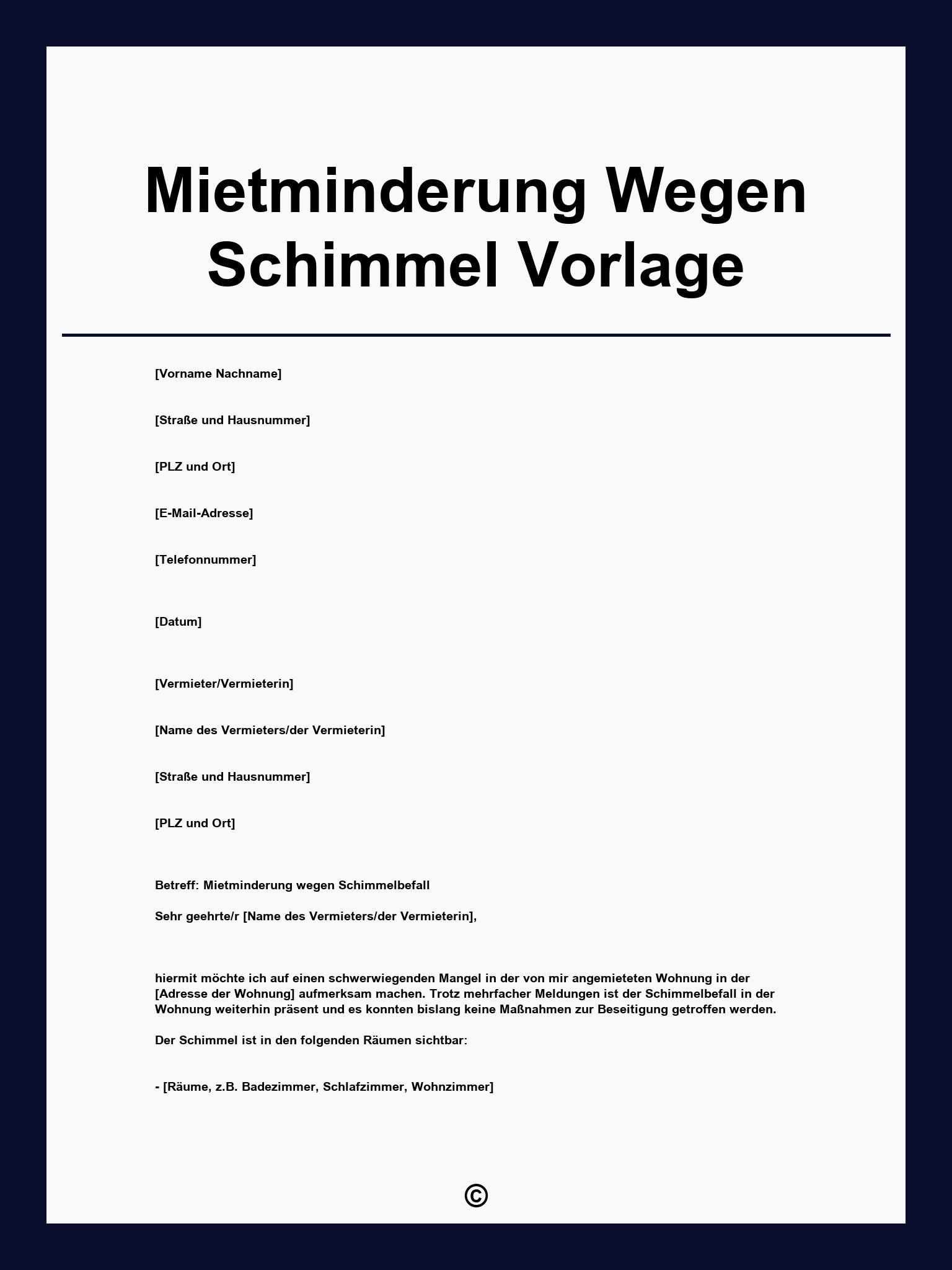 Mietminderung Wegen Schimmel Vorlage