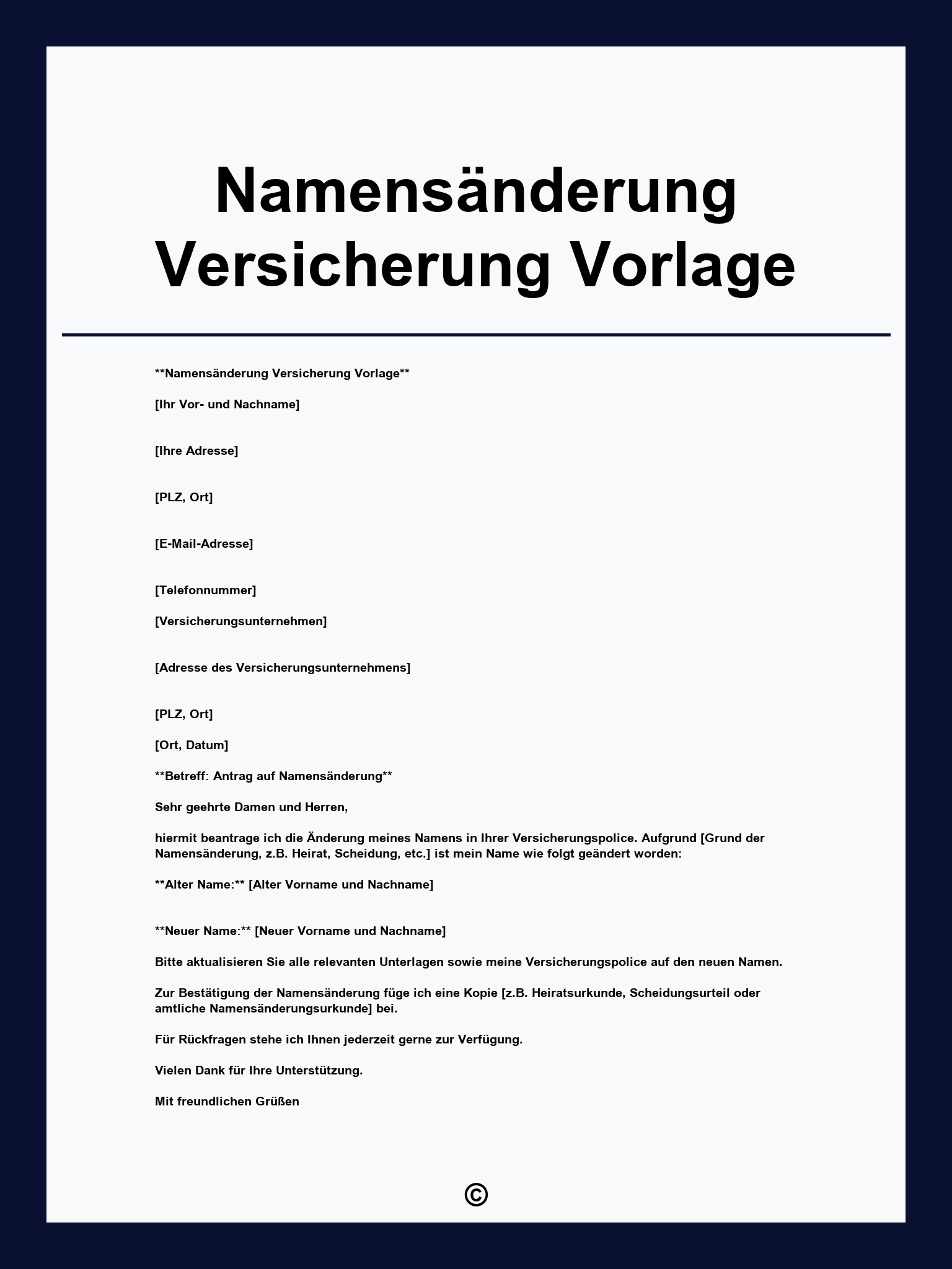 Namensänderung Versicherung Vorlage
