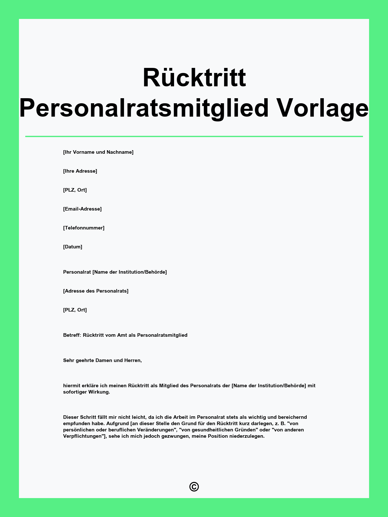 Rücktritt Personalratsmitglied Vorlage