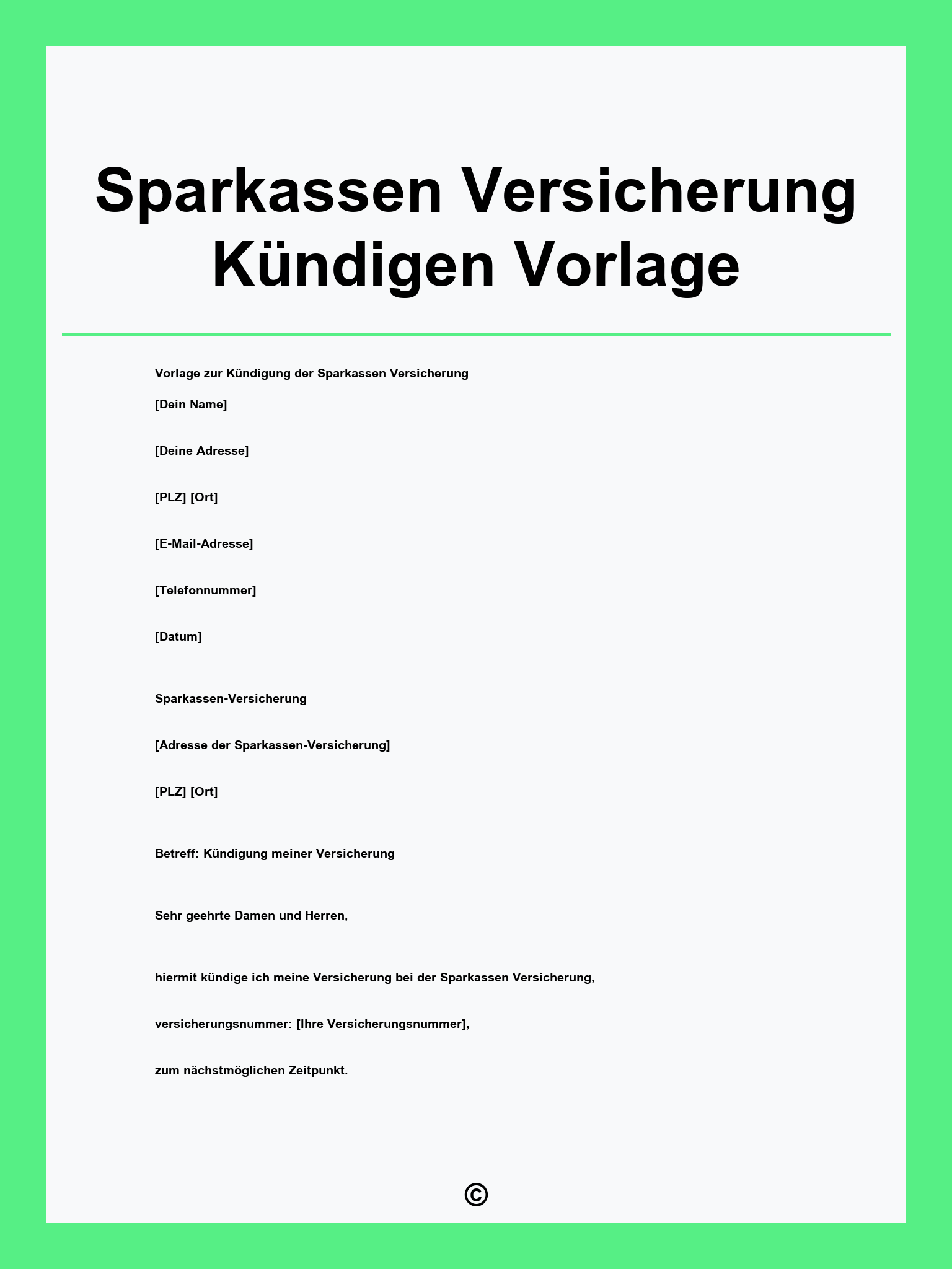 Sparkassen Versicherung Kündigen Vorlage