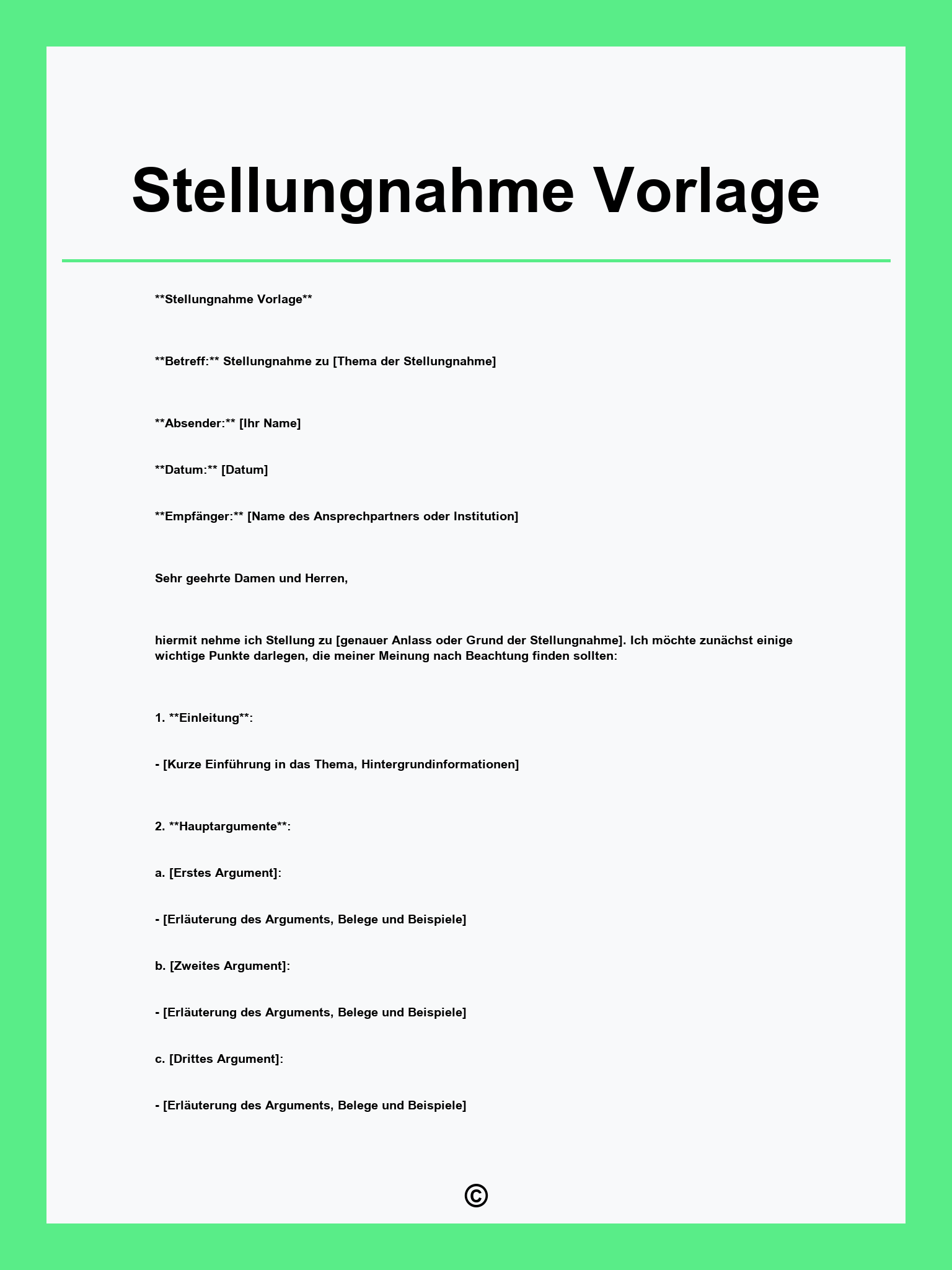 Stellungnahme Vorlage