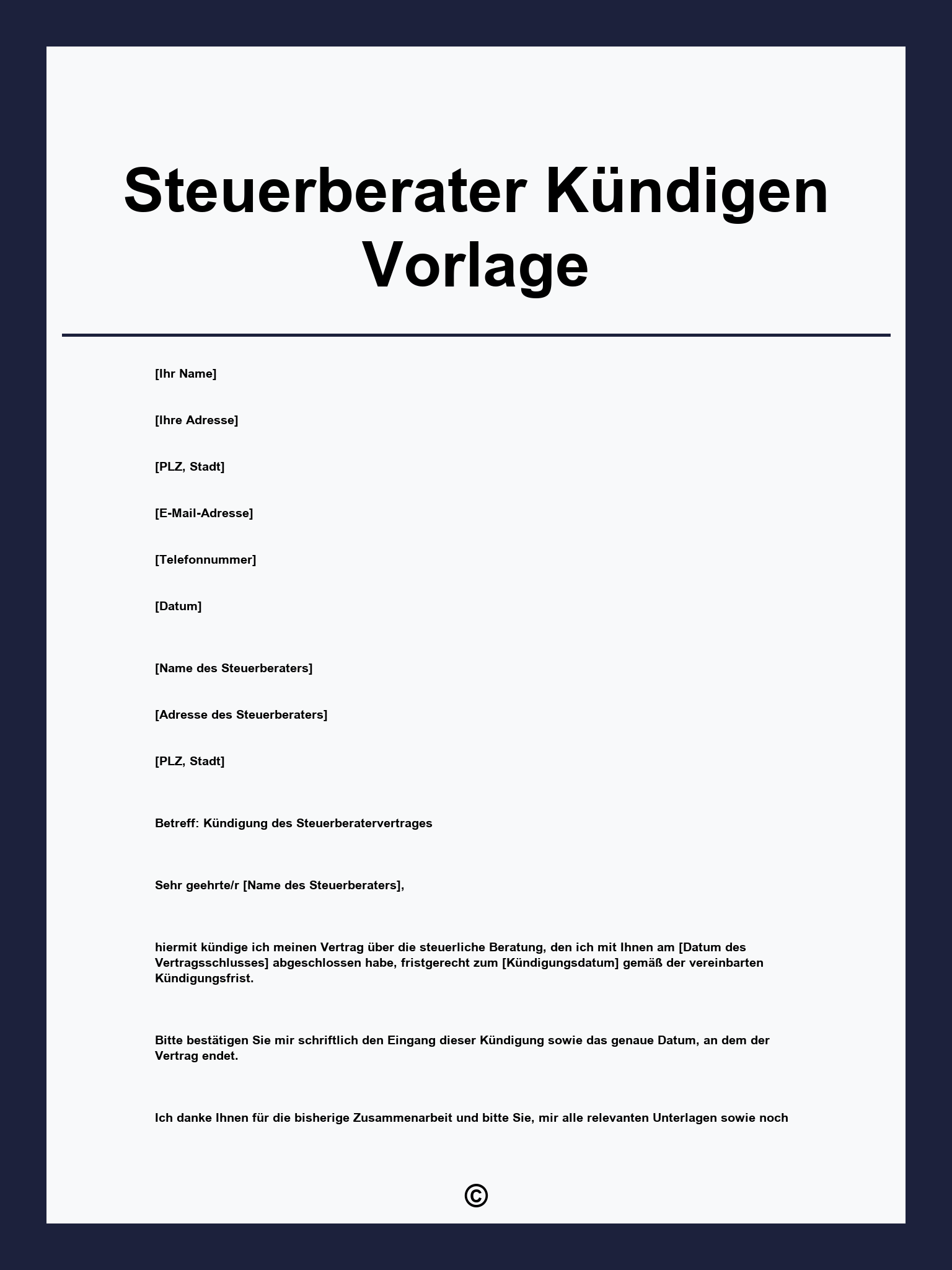 Steuerberater Kündigen Vorlage