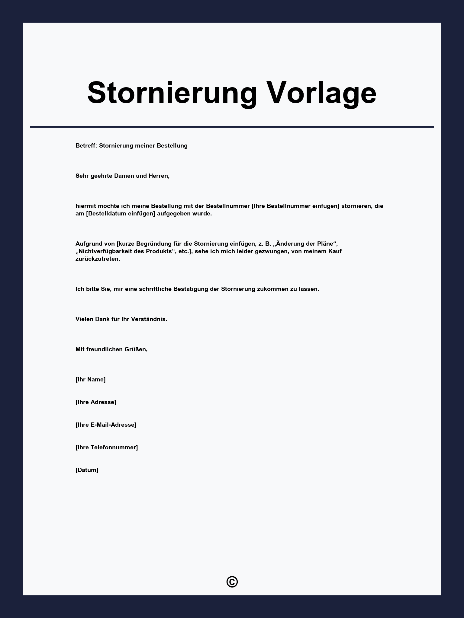 Stornierung Vorlage