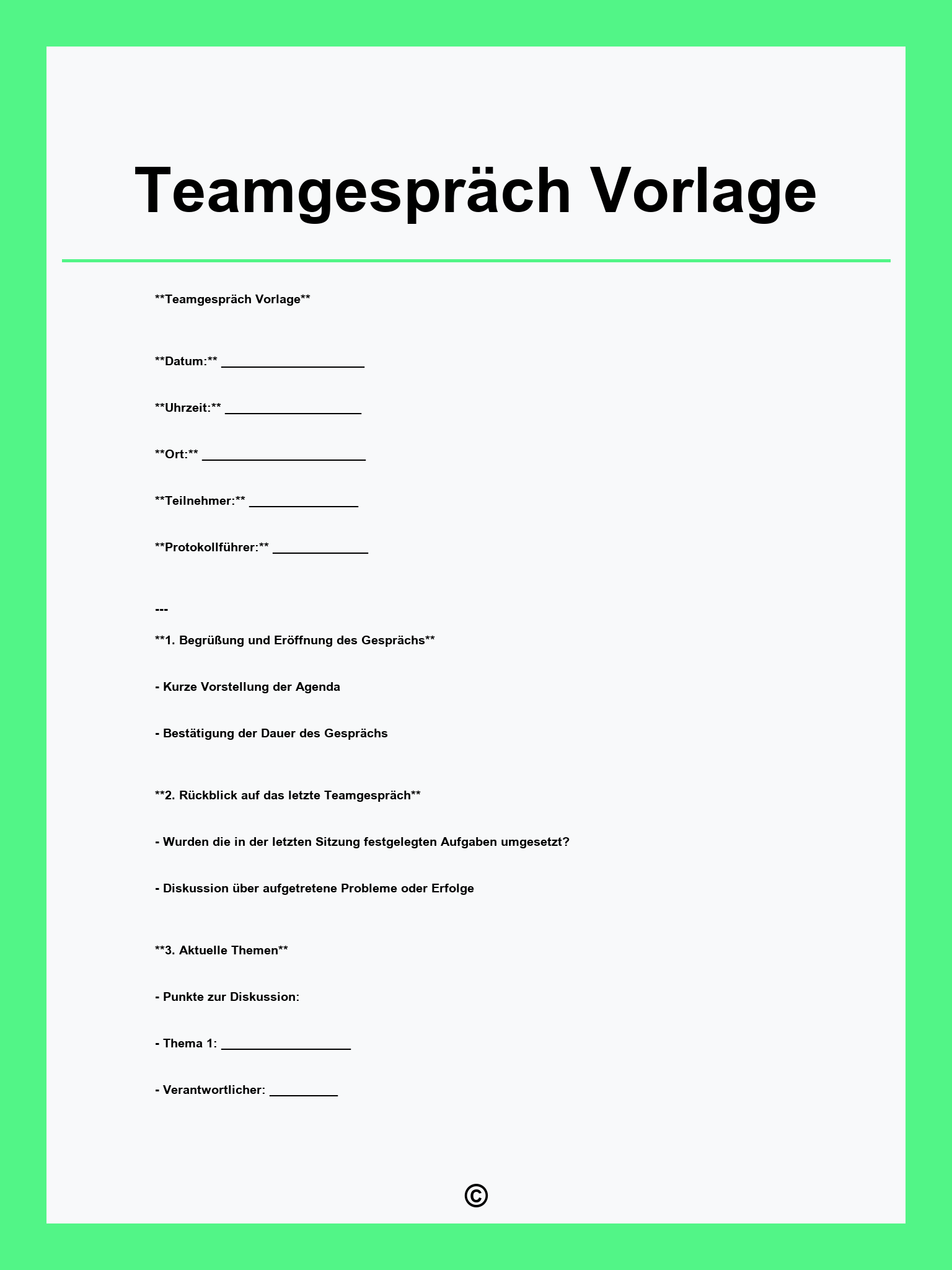 Teamgespräch Vorlage