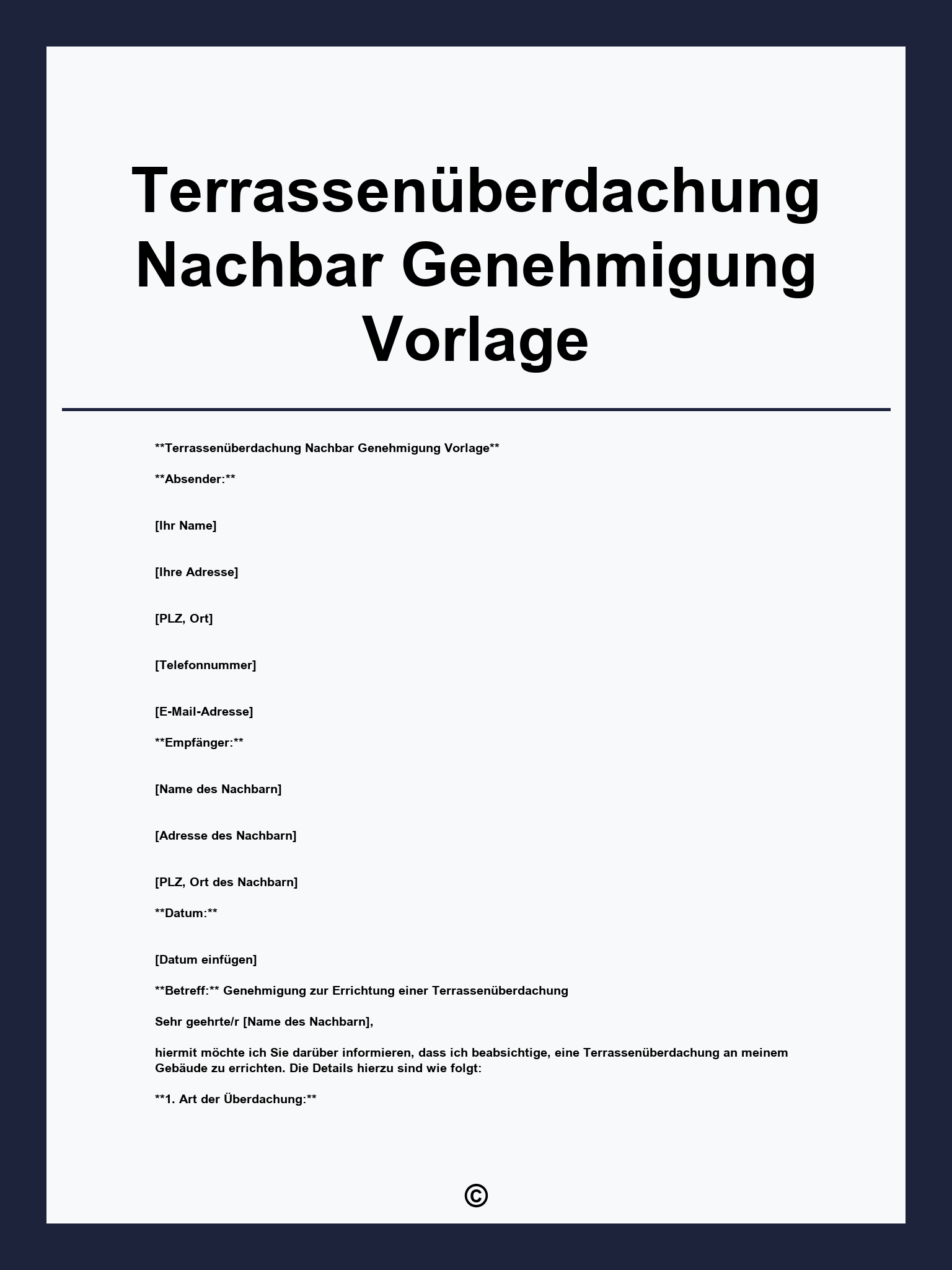 Terrassenüberdachung Nachbar Genehmigung Vorlage