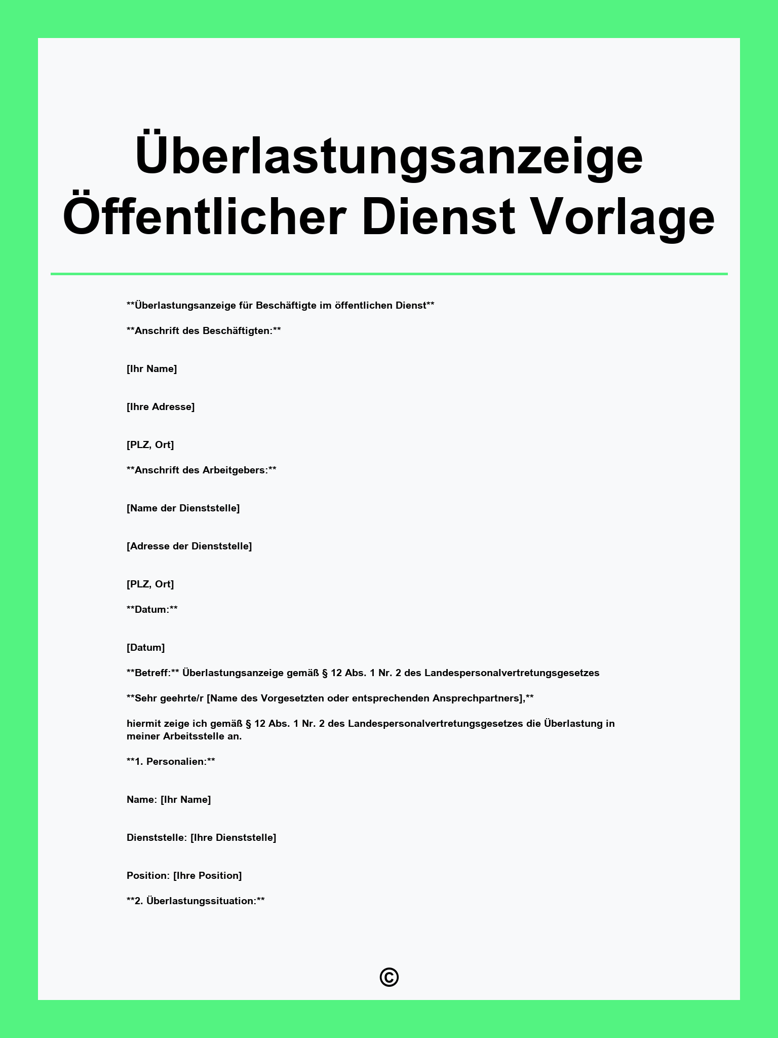 Überlastungsanzeige Öffentlicher Dienst Vorlage