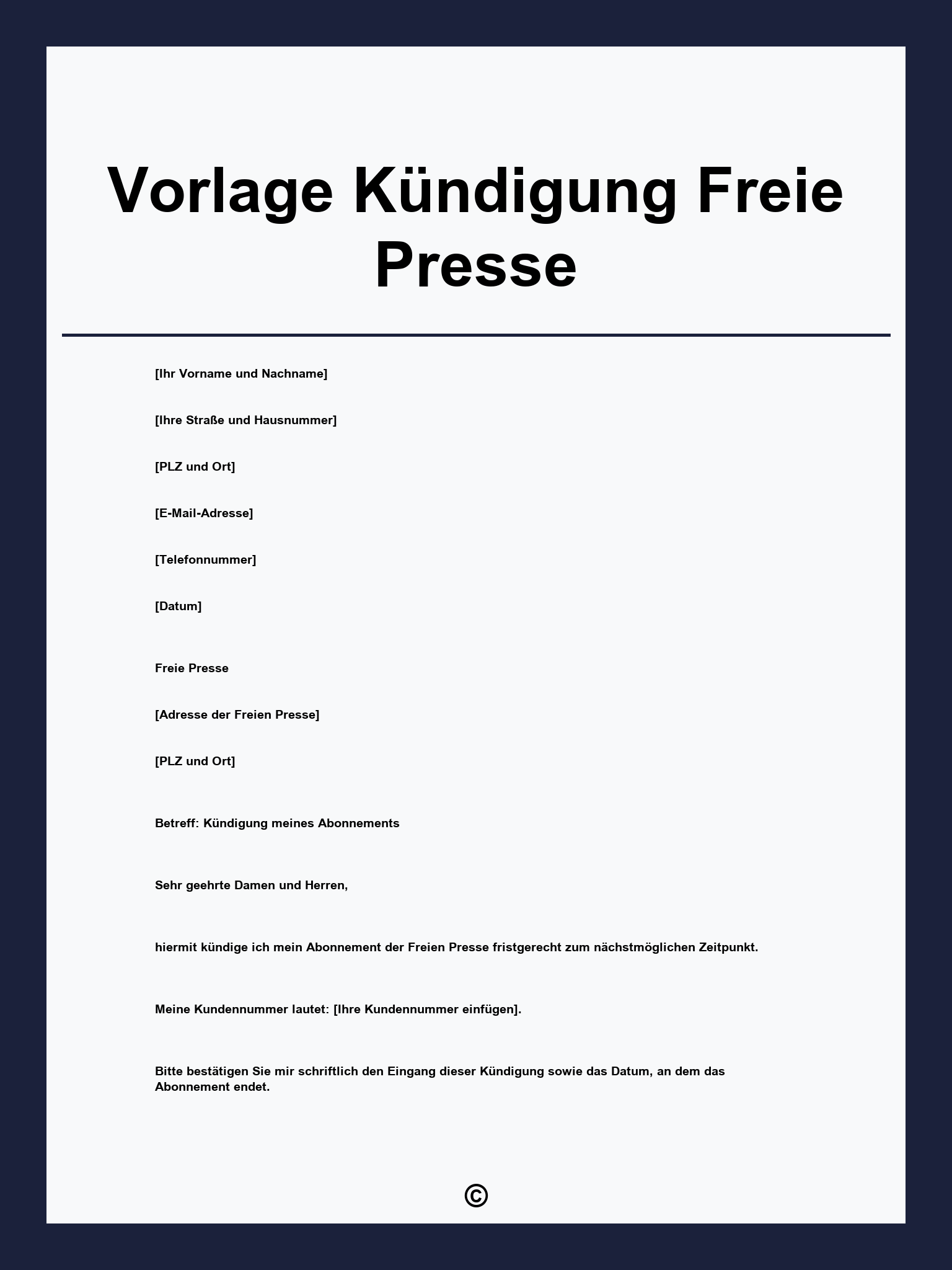 Vorlage Kündigung Freie Presse