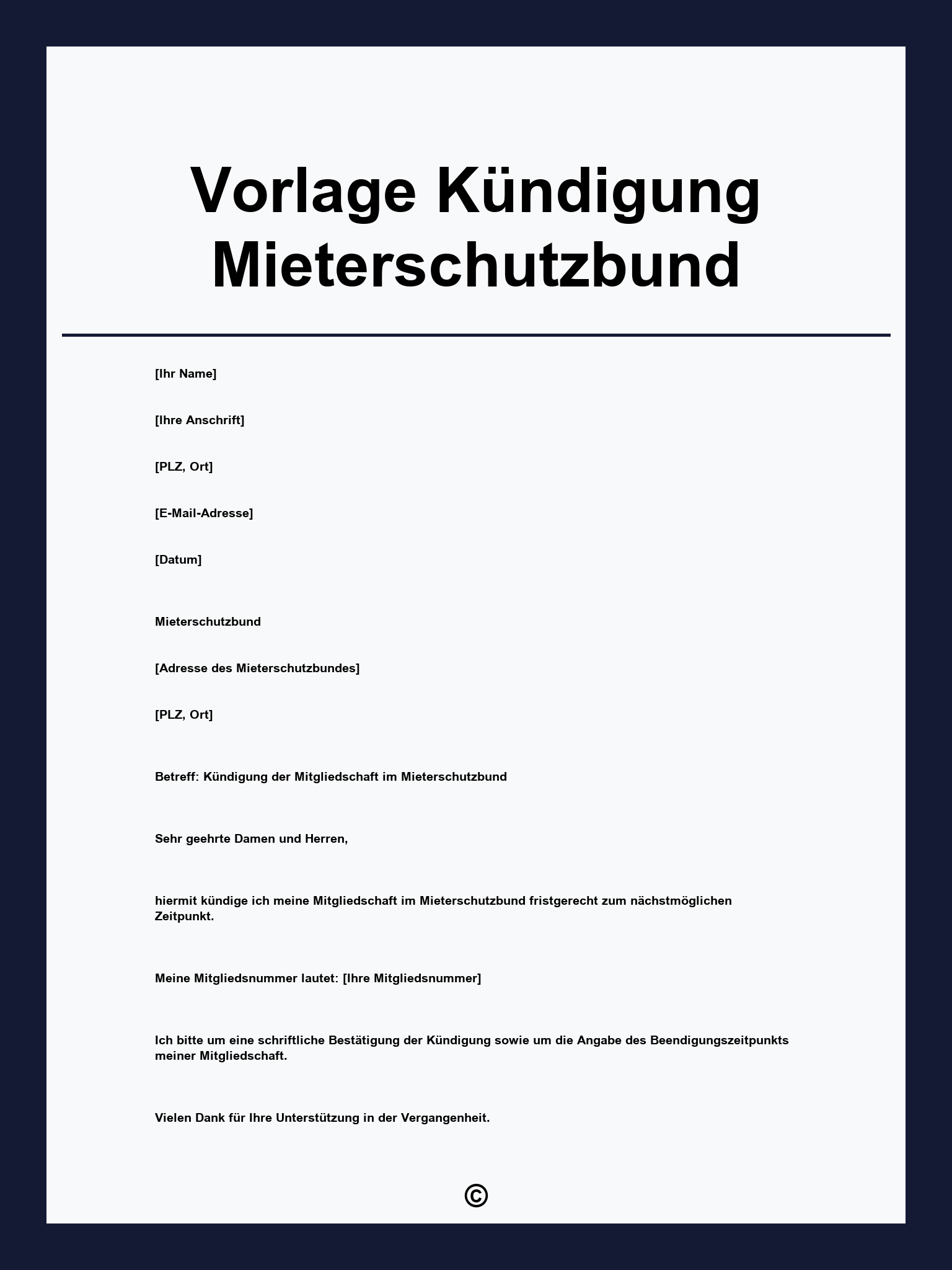 Vorlage Kündigung Mieterschutzbund