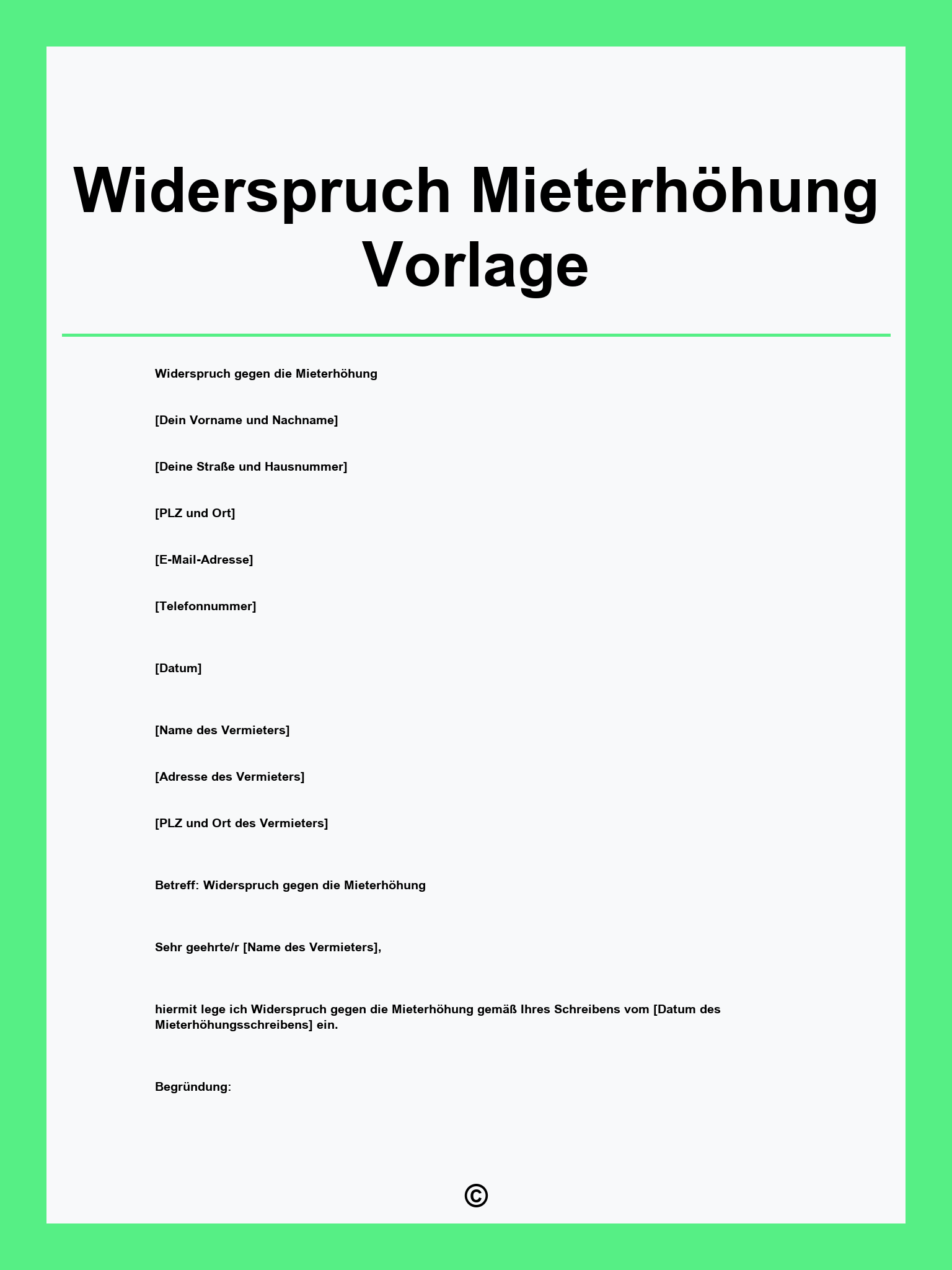 Widerspruch Mieterhöhung Vorlage